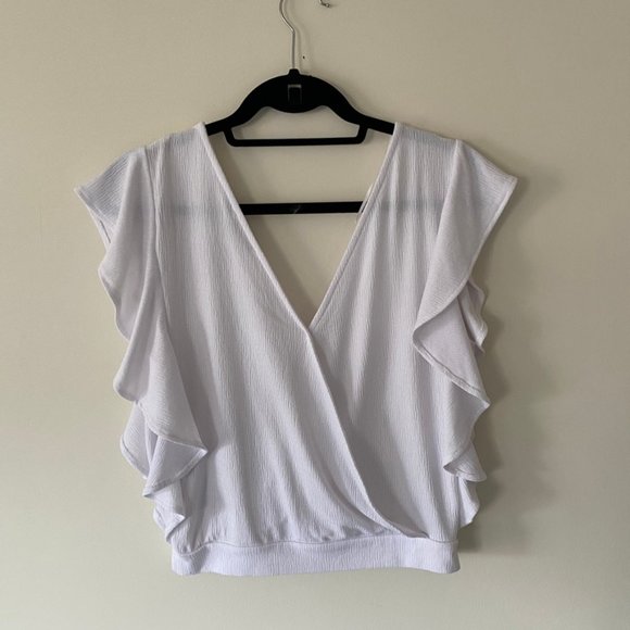 Zara White Ruffle Top - Picture 3 of 4